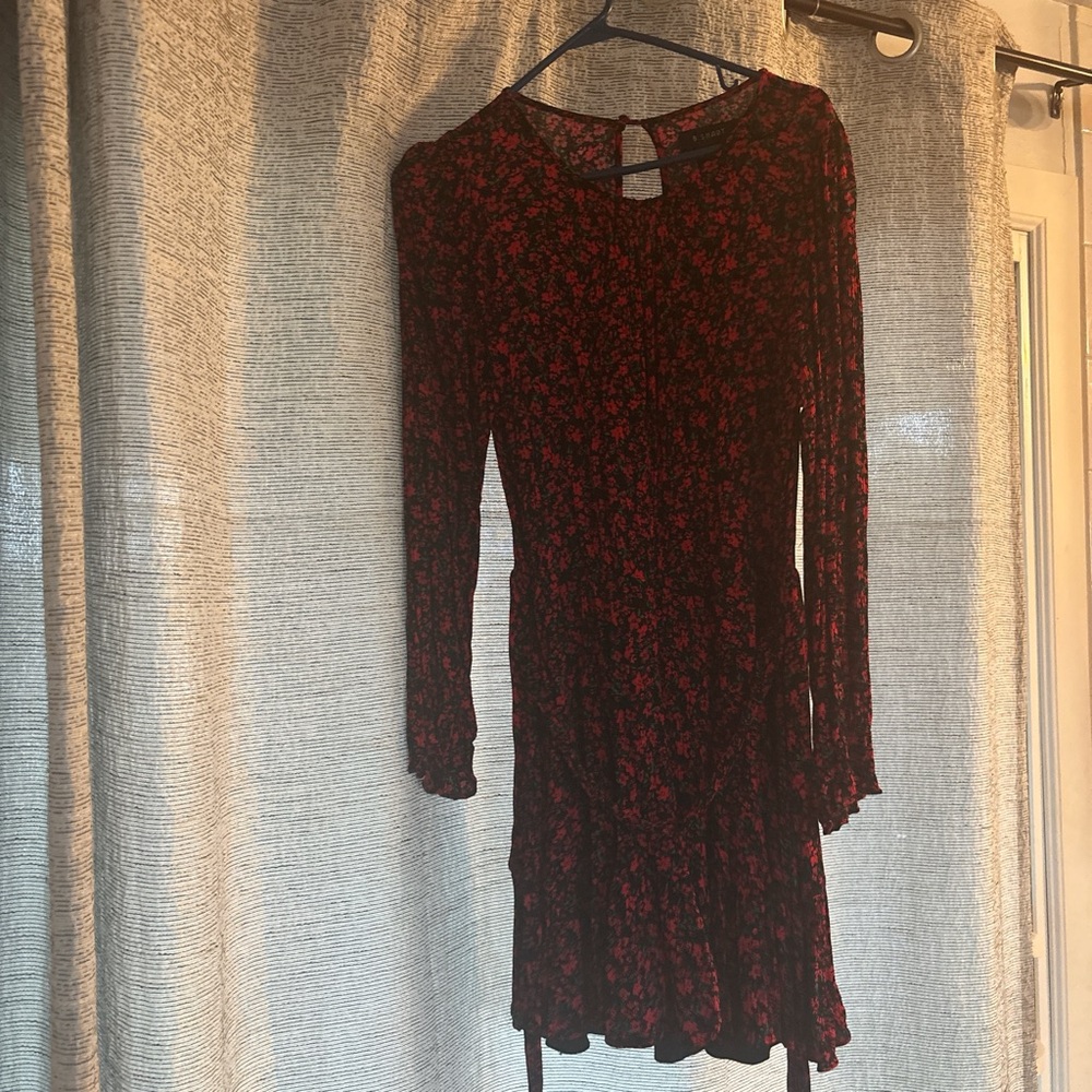 Elegant Black and Red Floral Dress